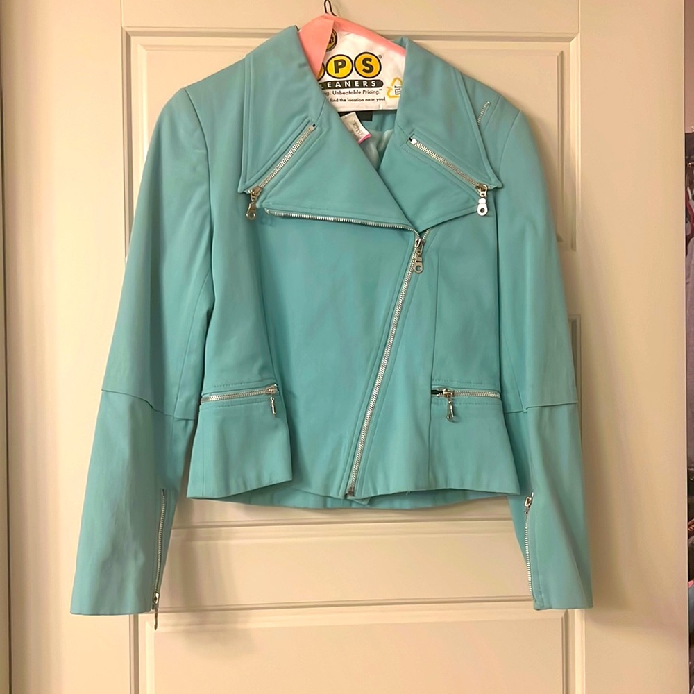 Gorgeous sky blue moto biker jacket 💞